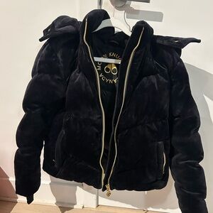 Moose Knuckles Black Velvet Puffer Jacket